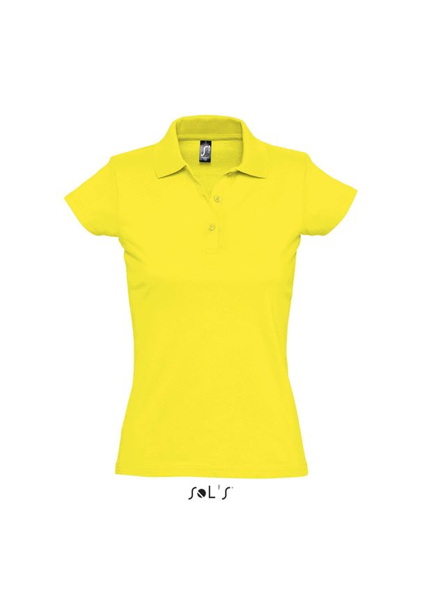 SOL'S - Damska koszulka polo Sol's Prescott. Okazja: na co dzień. Typ kołnierza: polo. Kolor: żółty. Styl: casual
