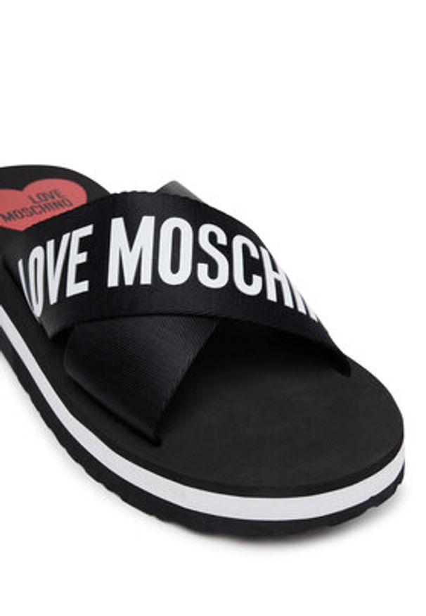 Love Moschino - LOVE MOSCHINO Klapki JA28324G0MIX3000 Czarny. Kolor: czarny. Materiał: materiał