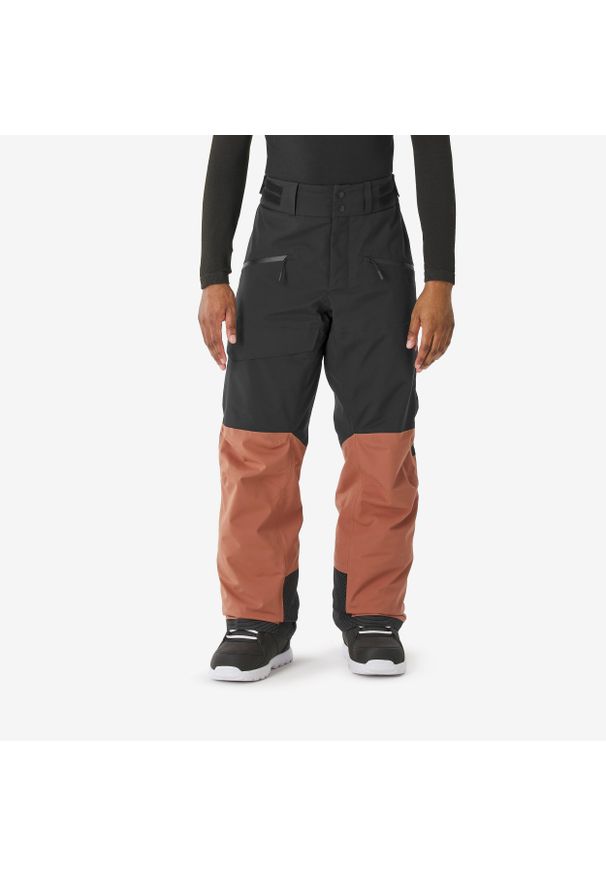 WEDZE - Spodnie narciarskie i snowboardowe męskie Quechua 500 AM. Kolor: wielokolorowy, brązowy, czarny. Materiał: materiał. Długość: długie. Sezon: zima. Sport: narciarstwo, snowboard
