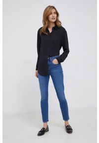 Calvin Klein Koszula damska kolor czarny relaxed z kołnierzykiem klasycznym. Typ kołnierza: kołnierzyk klasyczny. Kolor: czarny. Materiał: tkanina. Styl: klasyczny #2