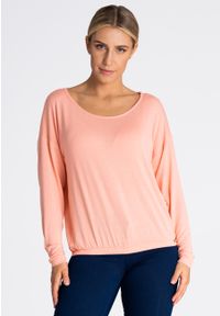 Figl - Różowa Subtelna Bluzka z Długim Rękawem. Kolor: różowy. Materiał: elastan, wiskoza. Długość rękawa: długi rękaw. Długość: długie #1