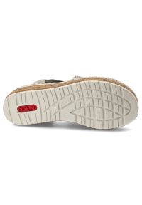 Sandały damskie Rieker, cholewka z materiału tekstylnego o plecionej strukturze odkrytą piętą na lekkiej platformowej podeszwie, zielone, 62741-52. Kolor: zielony. Materiał: materiał #6