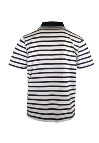 Koszulka Polo - Męska - Pako Jeans - Biała w Granatowy Prążek. Okazja: na co dzień. Typ kołnierza: polo. Kolor: niebieski. Materiał: bawełna. Wzór: paski, prążki. Styl: casual #5