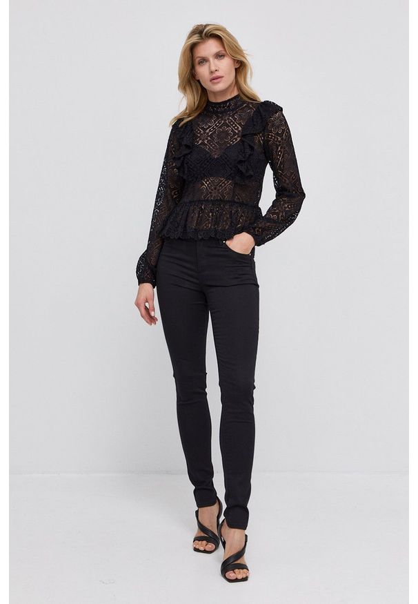 Morgan Jeansy Petro damskie medium waist. Kolor: czarny