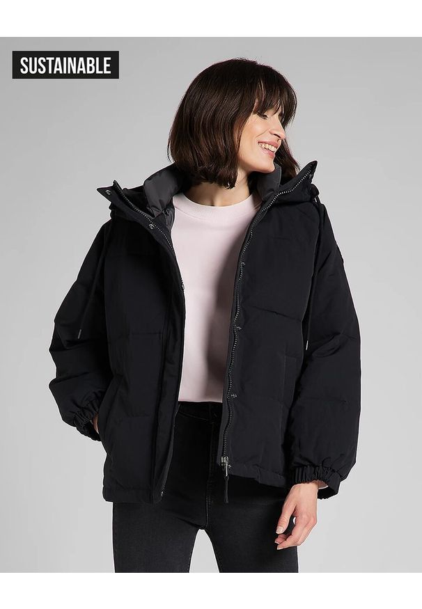 Lee - LEE SHORT PUFFER DAMSKA KURTKA ZIMOWA BLACK L56HXW01. Sezon: zima