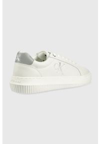 Calvin Klein Jeans sneakersy skórzane Chunky Cupsole Laceup Low kolor biały. Nosek buta: okrągły. Zapięcie: sznurówki. Kolor: biały. Materiał: skóra. Obcas: na platformie