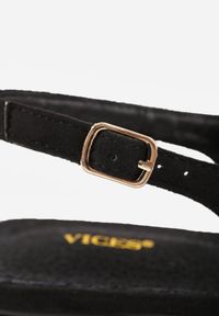 Renee - Czarne Czółenka Slingback Vices z Cyrkoniami i Wkładką ze Skóry Eklina. Okazja: na co dzień. Kolor: czarny. Materiał: skóra. Obcas: na obcasie. Styl: casual, elegancki, klasyczny, wizytowy. Wysokość obcasa: średni #4