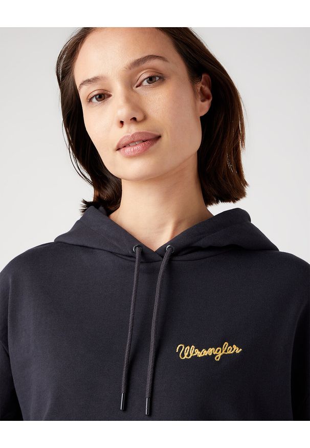 Wrangler - WRANGLER REGULAR HOODIE DAMSKA BLUZA Z KAPTUREM FADED BLACK 112343673 W627018280. Typ kołnierza: kaptur