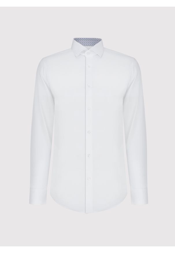 Pako Lorente - PAKO LORENTE – Biała koszula męska z kontrastowym wykończeniem. Kolor: biały. Materiał: bawełna. Długość rękawa: długi rękaw. Długość: długie. Wzór: gładki