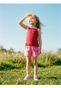 Sinsay - Bawełniane szorty French Terry z naszywanymi sercami z popeliny - różowy. Kolor: różowy. Materiał: bawełna #1