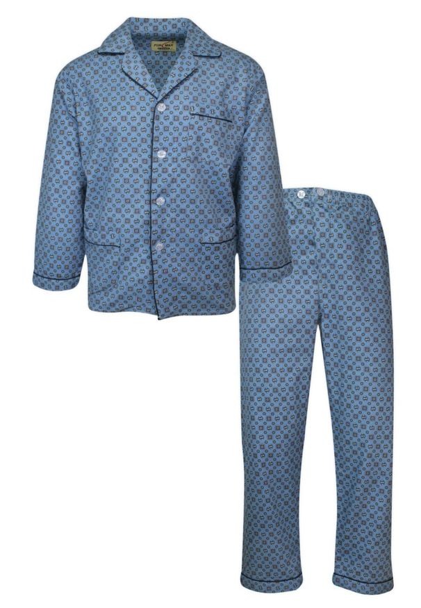 ForMax - Piżama Dwuczęściowa Flanelowa, Błękitna, Długie Spodnie, Koszula Długi Rękaw -FORMAX. Kolor: niebieski. Materiał: bawełna. Długość: długie