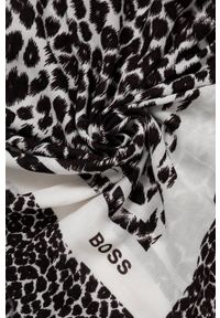 BOSS - Boss szal damski kolor czarny wzorzysty. Kolor: czarny. Materiał: tkanina