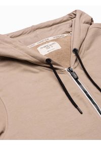 Ombre Clothing - Bluza męska rozpinana z kapturem B1145 - beżowa - L. Typ kołnierza: kaptur. Kolor: beżowy. Materiał: bawełna. Styl: klasyczny #2