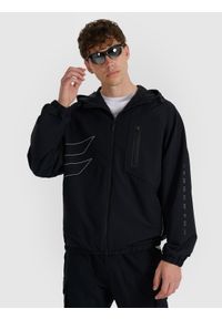 4f - 4F Kurtka przejściowa męska - czarna S. Okazja: na co dzień. Typ kołnierza: kaptur. Kolor: czarny. Materiał: nylon, materiał, elastan. Styl: casual, elegancki #1