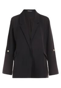 Born2be - Czarna Marynarka Oreithousa. Okazja: na imprezę, do pracy. Kolekcja: plus size. Kolor: czarny. Materiał: tkanina. Długość rękawa: długi rękaw. Długość: długie. Styl: klasyczny, elegancki #4