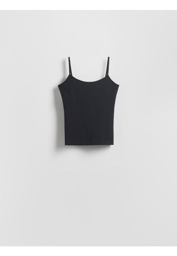 Reserved - Bawełniany top - czarny. Kolor: czarny. Materiał: bawełna