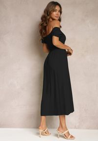 Renee - Czarna Rozkloszowana Sukienka Hiszpanka z Wiskozy Bellamao. Typ kołnierza: dekolt hiszpanka. Kolor: czarny. Materiał: wiskoza. Sezon: lato. Typ sukienki: dopasowane #4