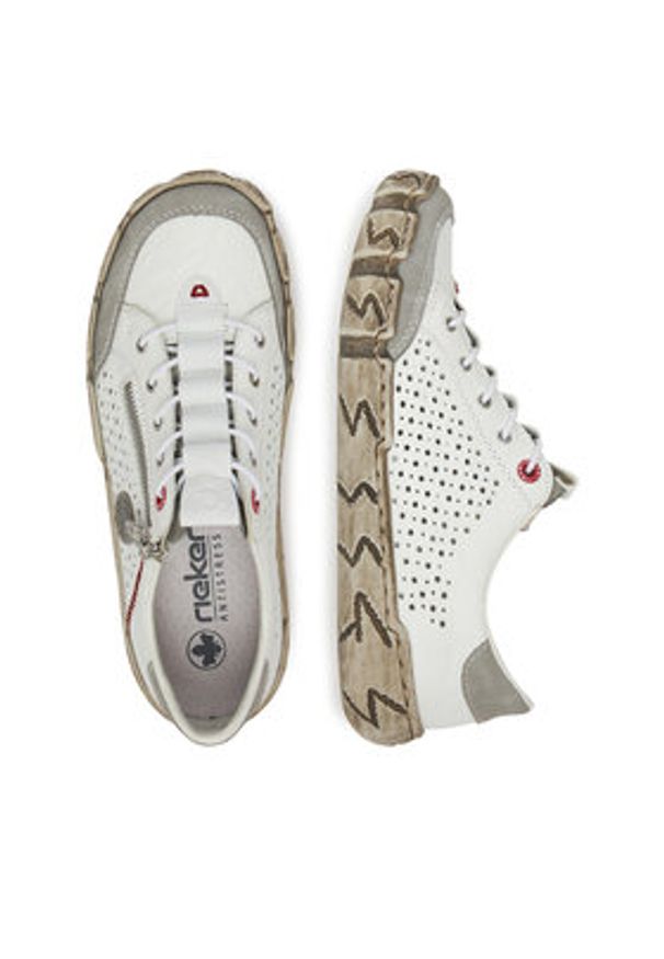 Rieker Sneakersy L0355-80 Biały. Kolor: biały. Materiał: skóra