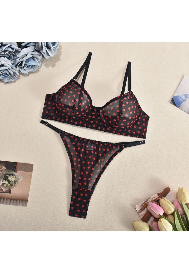 Intica - Komplet bielizny z serduszkami z delikatnego materiału Joan. Kolor: zielony. Materiał: materiał