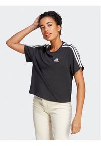 Adidas - adidas T-Shirt Essentials 3-Stripes Single Jersey Crop Top HR4913 Czarny Loose Fit. Kolor: czarny. Materiał: bawełna #1