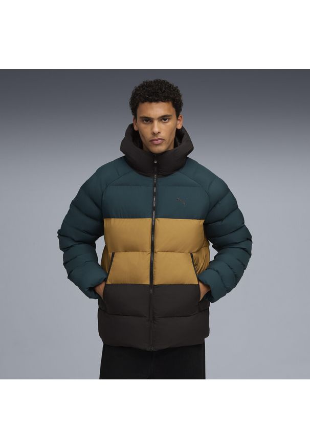 Puma - Męska kurtka z kapturem Mono PUMA. Typ kołnierza: kaptur. Kolor: zielony. Sport: bieganie