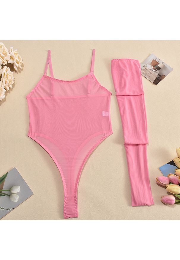 Intica - Body transparentne na wyjątkowe okazje Shemika. Kolor: różowy. Materiał: tkanina, materiał
