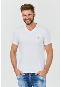 Guess - GUESS Biały męski t-shirt bawełniany Core Tee Str, Rozmiar XXL. Kolor: biały. Materiał: bawełna