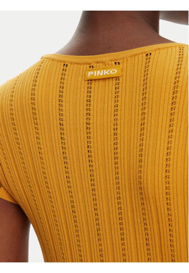 Pinko - PINKO Sukienka dzianinowa 104745 A2FR Brązowy Regular Fit. Kolor: brązowy. Materiał: wiskoza