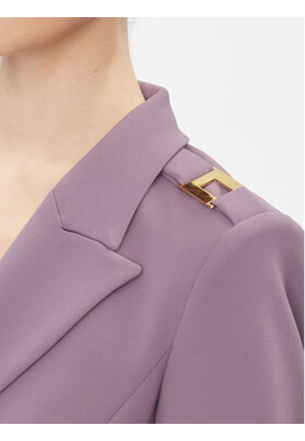 Elisabetta Franchi Marynarka GI-061-36E3-V600 Fioletowy Slim Fit. Kolor: fioletowy. Materiał: syntetyk