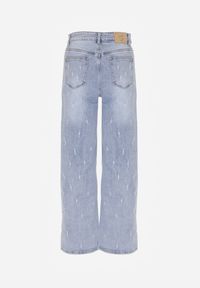 Born2be - Niebieskie Bawełniane Szerokie Jeansy z Wysokim Stanem i Przetarciami Lilinryss. Okazja: na co dzień. Stan: podwyższony. Kolor: niebieski. Styl: casual #4