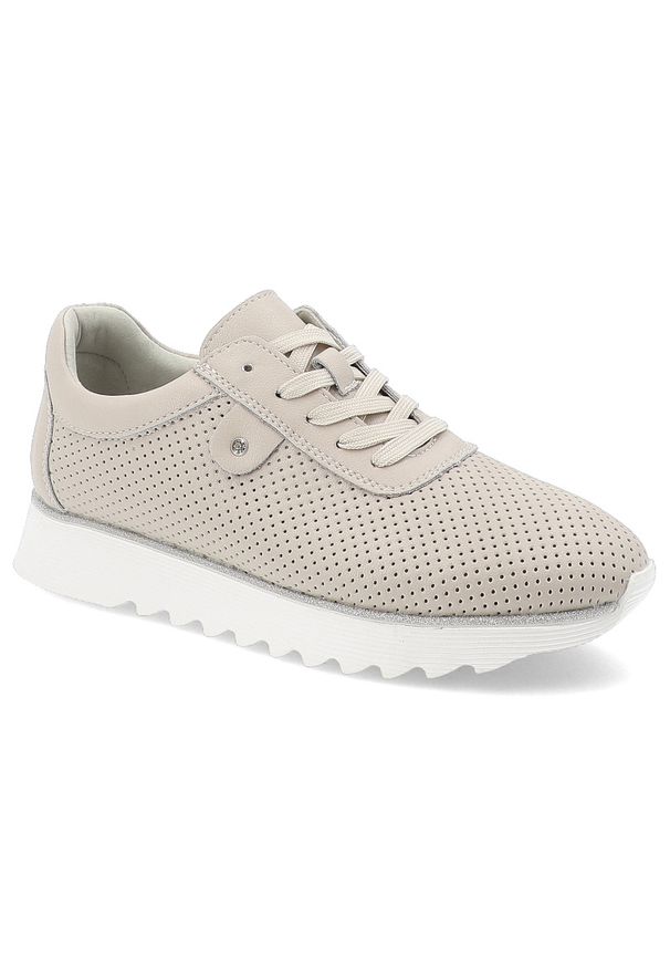 Beżowe Sneakersy S.Barski Płaskie Obuwie Damskie. Zapięcie: sznurówki. Kolor: beżowy. Materiał: skóra. Szerokość cholewki: normalna. Styl: klasyczny, sportowy, elegancki