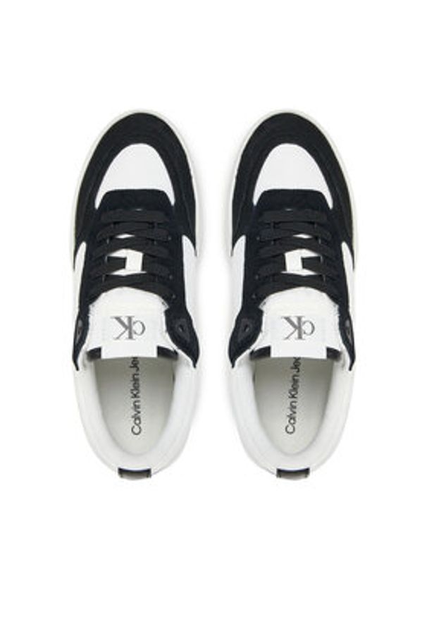 Calvin Klein Jeans Sneakersy Bold Flatf Low Lace Mix YW0YW01742 Biały. Kolor: biały. Materiał: skóra, zamsz