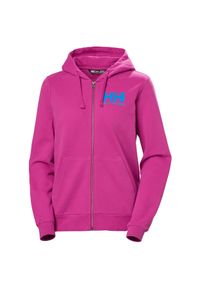 Damska bluza z kapturem zapinana na zamek Helly Hansen Logo 2.0. Typ kołnierza: kaptur. Kolor: różowy. Materiał: jersey, dresówka #1