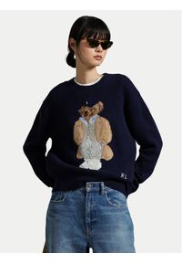 Polo Ralph Lauren Sweter 211972139001 Granatowy Relaxed Fit. Typ kołnierza: polo. Kolor: niebieski. Materiał: wełna #1