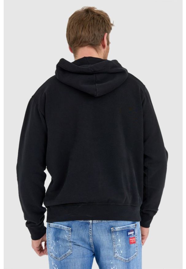 DSQUARED2 Czarna bluza męska leaf buddy z kapturem, Rozmiar XXL. Typ kołnierza: kaptur. Kolor: czarny