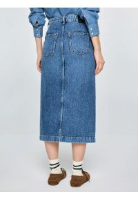 Big-Star - Spódnica damska midi jeansowa granatowa Gaia 627. Okazja: na co dzień. Stan: podwyższony. Kolor: niebieski. Materiał: jeans. Styl: casual, klasyczny, elegancki #7