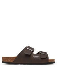 Pepe Jeans Klapki PMS90108 Brązowy. Kolor: brązowy. Materiał: skóra