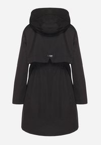 Born2be - Czarny Płaszcz Kurtka Przeciwwiatrowa z Kapturem Amilina. Okazja: na spacer, na co dzień. Typ kołnierza: kaptur. Kolor: czarny. Materiał: wełna, jeans. Wzór: aplikacja. Styl: casual, elegancki #2