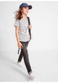 T-shirt dziewczęcy z bawełny organicznej bonprix jasnoszary melanż z nadrukiem. Kolor: szary. Materiał: bawełna. Wzór: melanż, nadruk #3