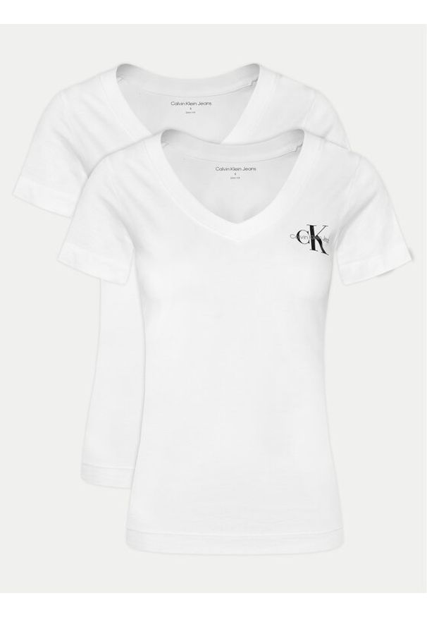 Calvin Klein Jeans Komplet 2 t-shirtów J20J223447 Biały Regular Fit. Kolor: biały. Materiał: bawełna