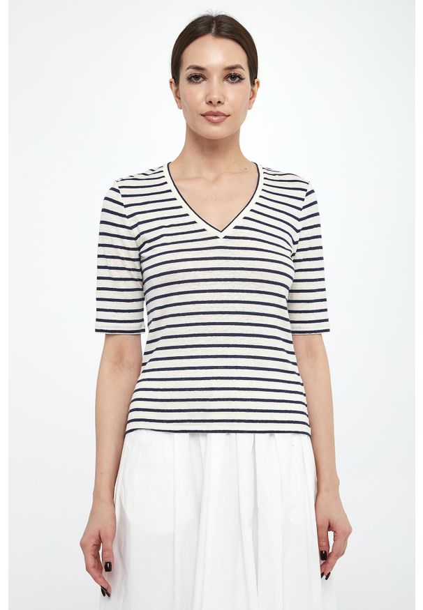 Weekend Max Mara - T-shirt damski lniany Opzione WEEKEND MAX MARA. Materiał: len