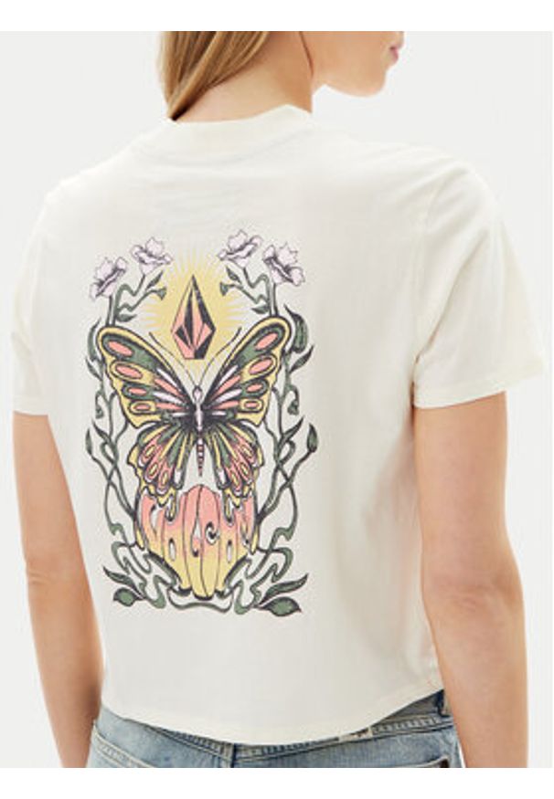 Volcom T-Shirt Pocket Dial B3512500 Écru Boxy Fit. Materiał: bawełna