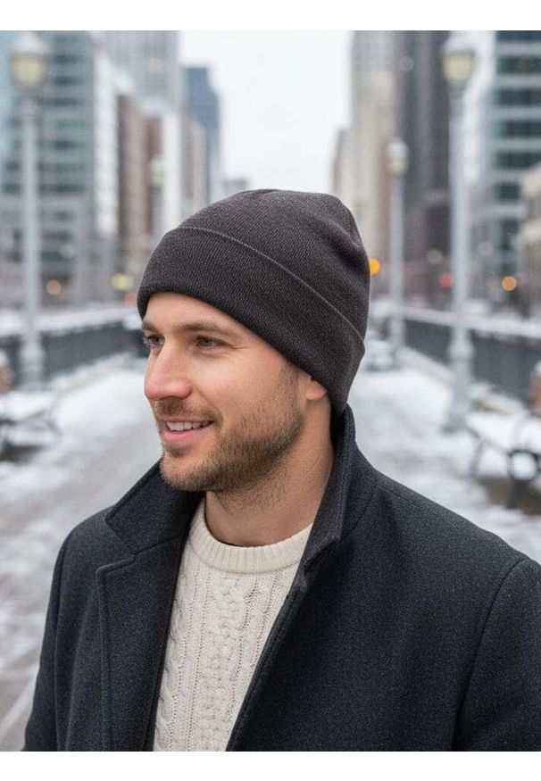 Sinsay - Czapka beanie z domieszką wiskozy - szary. Kolor: szary. Materiał: wiskoza