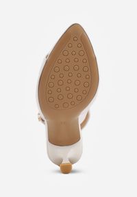 Born2be - Białe Sandały VICES na Szpilce z Odkrytym Noskiem i Piętą Olopis. Okazja: na co dzień, na ślub cywilny, na wesele. Zapięcie: pasek. Kolor: biały. Materiał: jeans. Obcas: na szpilce. Styl: casual, elegancki, klasyczny, wizytowy #8