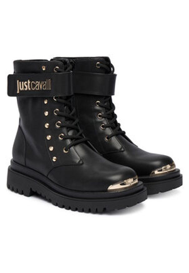 Just Cavalli Trapery 79RA3S93 ZSD53 Czarny. Kolor: czarny. Materiał: skóra