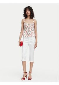 Guess Spodnie capri W6YB40 W5139 Biały Slim Fit. Kolor: biały. Materiał: bawełna #2