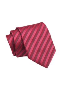 Klasyczny Krawat, Czerwono-Bordowy w Paski, Prążki, Męski, 7cm -Angelo di Monti. Kolor: czerwony. Materiał: tkanina. Wzór: paski, prążki. Styl: klasyczny #1
