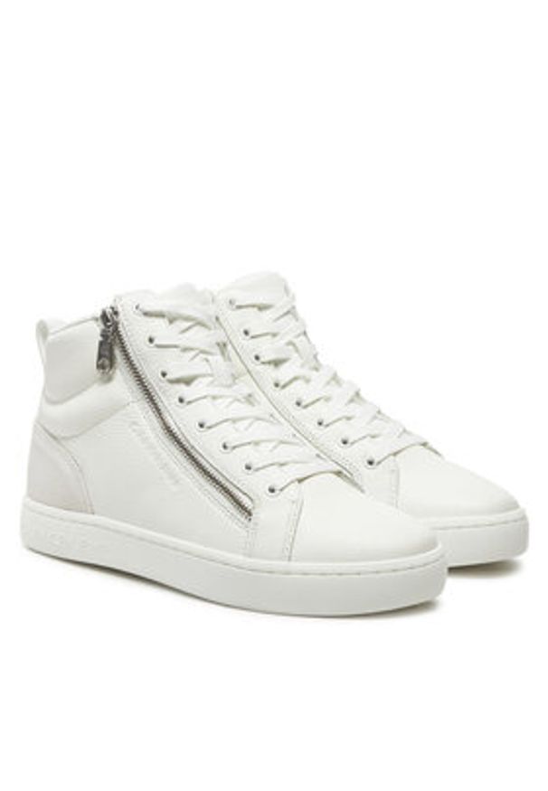 Calvin Klein Jeans Sneakersy Classic Cupsole Zip Mid In YM0YM01156 Biały. Kolor: biały. Materiał: skóra