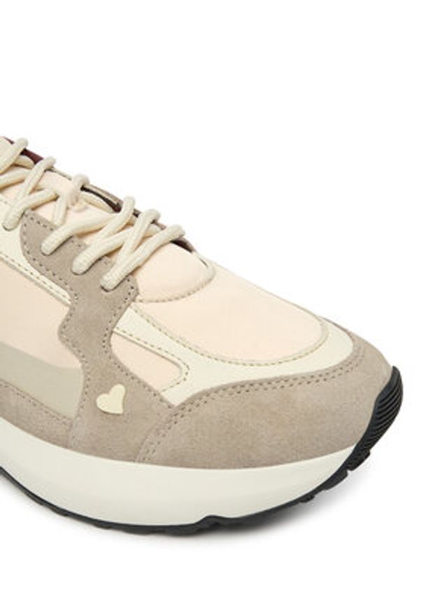 Love Moschino - LOVE MOSCHINO Sneakersy JA15415G0NINE10A Beżowy. Kolor: beżowy. Materiał: zamsz, skóra