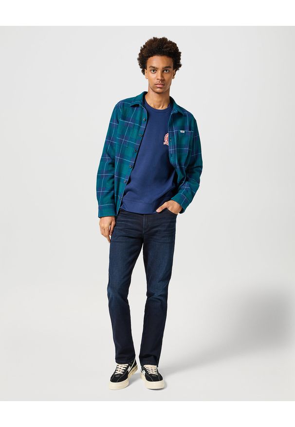 Wrangler - WRANGLER MĘSKIE SPODNIE JEANSOWE TEXAS SLIM DEEP BLUE BLACK 112355027 W12S017421
